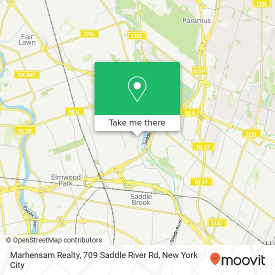 Mapa de Marhensam Realty, 709 Saddle River Rd