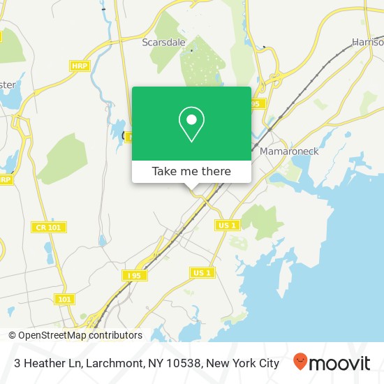 Mapa de 3 Heather Ln, Larchmont, NY 10538
