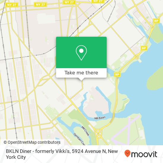 Mapa de BKLN Diner - formerly Vikki's, 5924 Avenue N