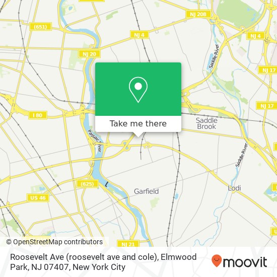 Mapa de Roosevelt Ave (roosevelt ave and cole), Elmwood Park, NJ 07407