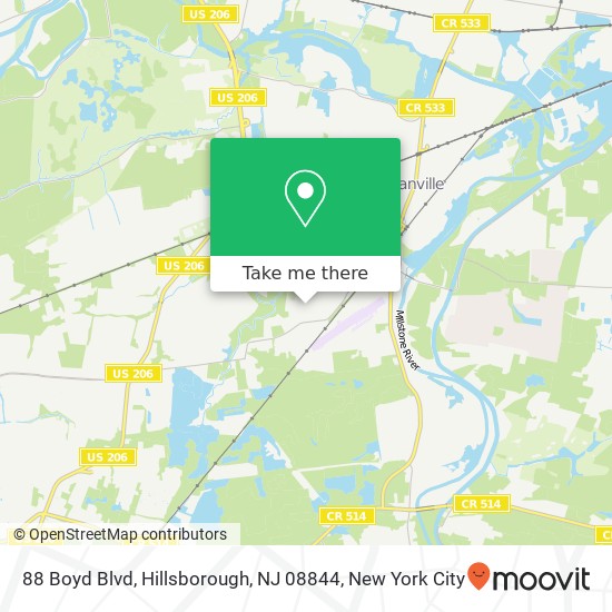 Mapa de 88 Boyd Blvd, Hillsborough, NJ 08844