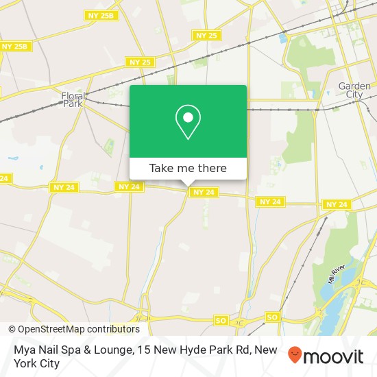 Mapa de Mya Nail Spa & Lounge, 15 New Hyde Park Rd