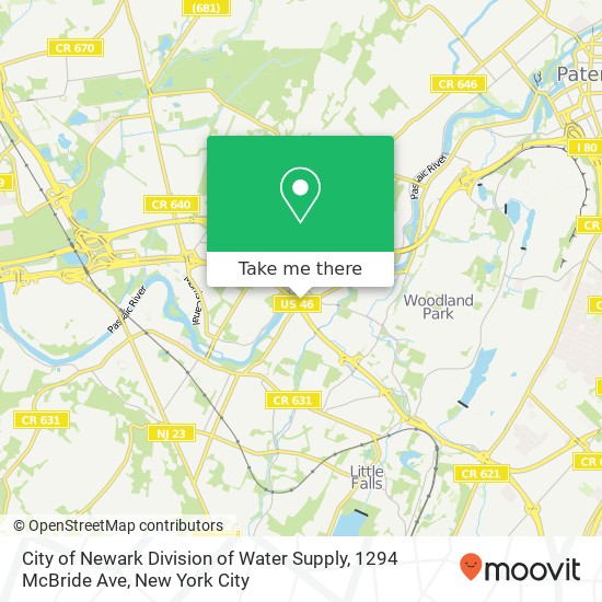 City of Newark Division of Water Supply, 1294 McBride Ave map