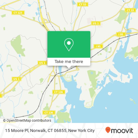 Mapa de 15 Moore Pl, Norwalk, CT 06855