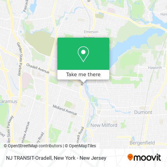 Mapa de NJ TRANSIT-Oradell