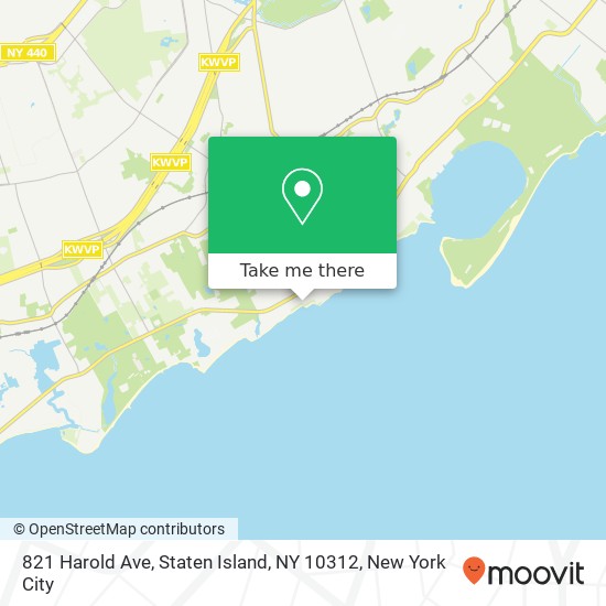 Mapa de 821 Harold Ave, Staten Island, NY 10312