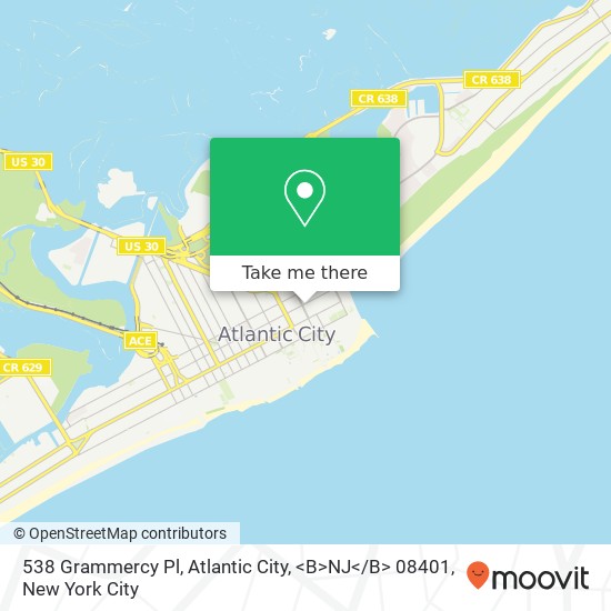 Mapa de 538 Grammercy Pl, Atlantic City, <B>NJ< / B> 08401