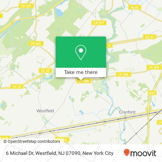 Mapa de 6 Michael Dr, Westfield, NJ 07090