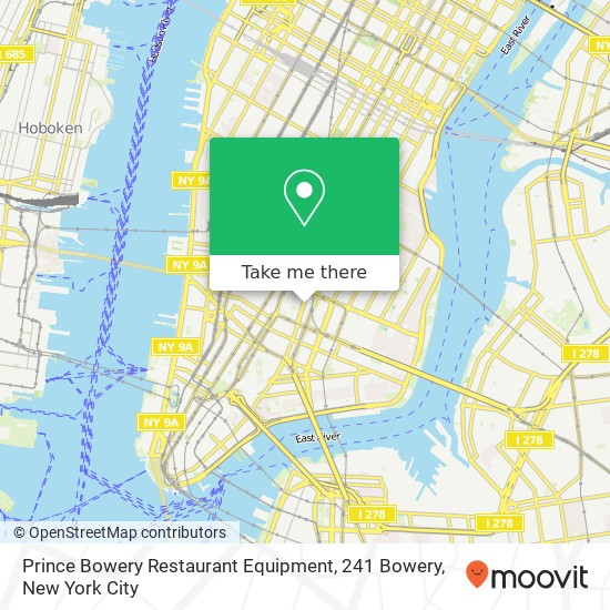 Mapa de Prince Bowery Restaurant Equipment, 241 Bowery