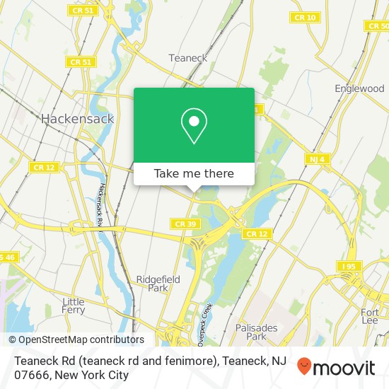 Mapa de Teaneck Rd (teaneck rd and fenimore), Teaneck, NJ 07666