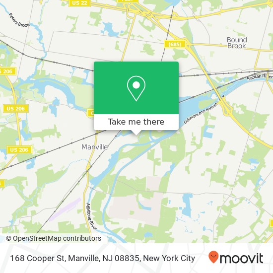Mapa de 168 Cooper St, Manville, NJ 08835