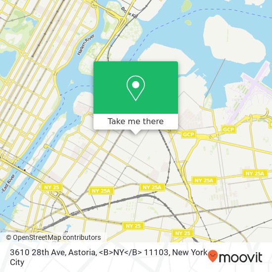 Mapa de 3610 28th Ave, Astoria, <B>NY< / B> 11103