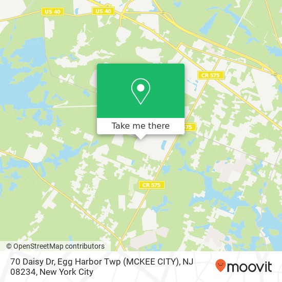 Mapa de 70 Daisy Dr, Egg Harbor Twp (MCKEE CITY), NJ 08234