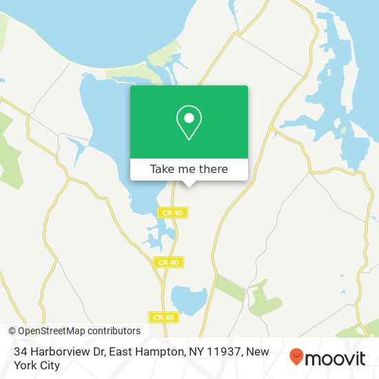 Mapa de 34 Harborview Dr, East Hampton, NY 11937