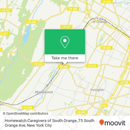 Mapa de Homewatch Caregivers of South Orange, 75 South Orange Ave