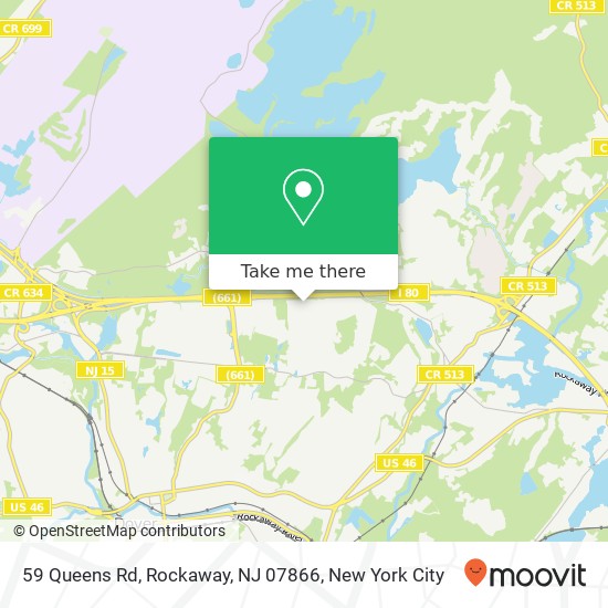 Mapa de 59 Queens Rd, Rockaway, NJ 07866