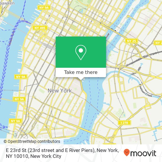 Mapa de E 23rd St (23rd street and E River Piers), New York, NY 10010