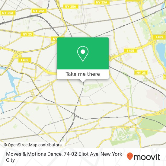 Mapa de Moves & Motions Dance, 74-02 Eliot Ave