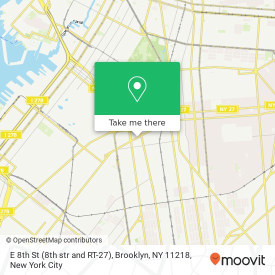 Mapa de E 8th St (8th str and RT-27), Brooklyn, NY 11218