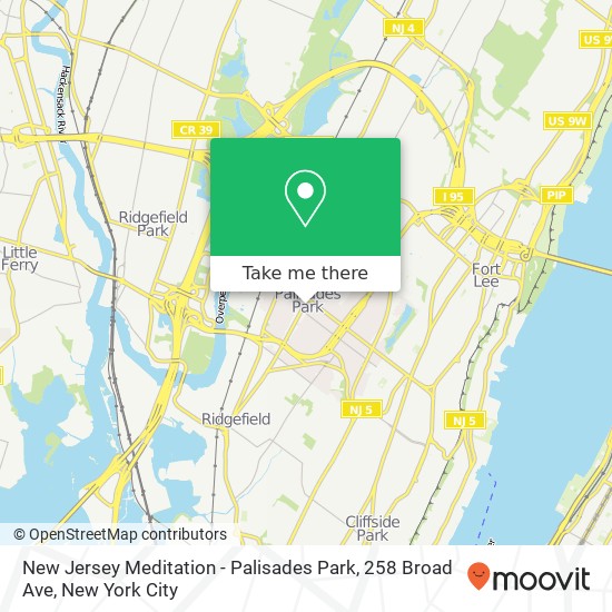 Mapa de New Jersey Meditation - Palisades Park, 258 Broad Ave