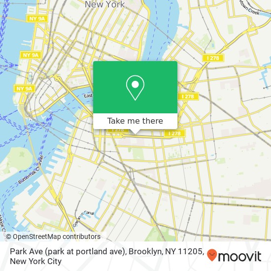 Mapa de Park Ave (park at portland ave), Brooklyn, NY 11205