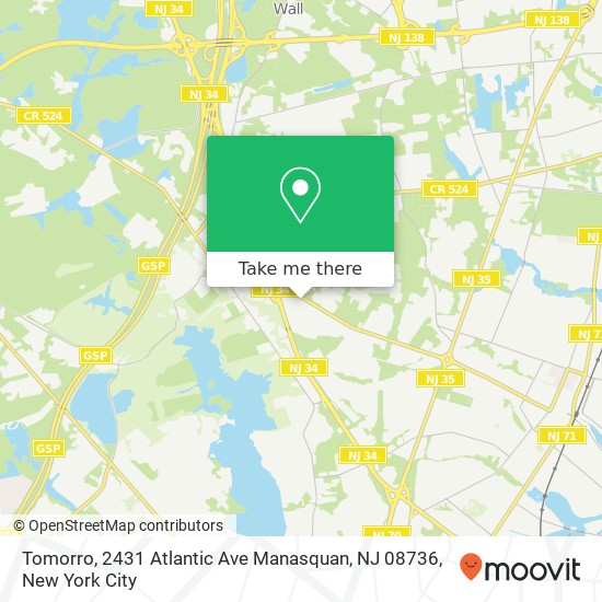 Mapa de Tomorro, 2431 Atlantic Ave Manasquan, NJ 08736