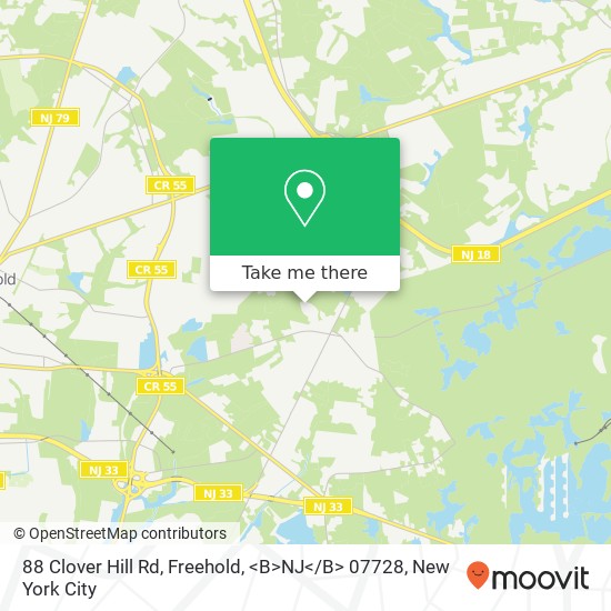 Mapa de 88 Clover Hill Rd, Freehold, <B>NJ< / B> 07728