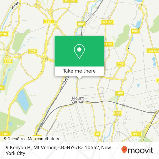 9 Kenyon Pl, Mt Vernon, <B>NY< / B> 10552 map