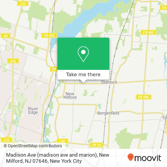Mapa de Madison Ave (madison ave and marion), New Milford, NJ 07646