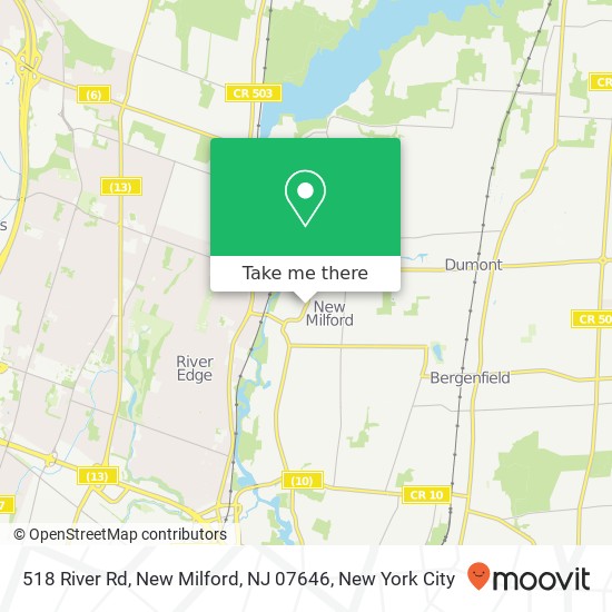 Mapa de 518 River Rd, New Milford, NJ 07646
