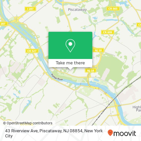 Mapa de 43 Riverview Ave, Piscataway, NJ 08854