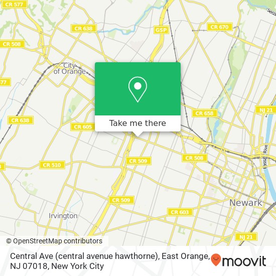 Central Ave (central avenue hawthorne), East Orange, NJ 07018 map