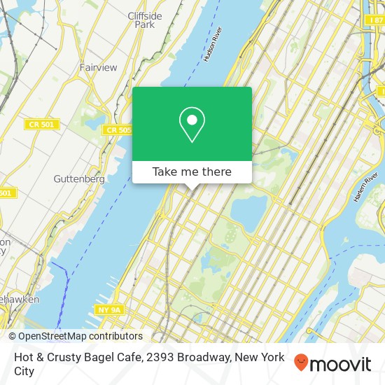 Hot & Crusty Bagel Cafe, 2393 Broadway map