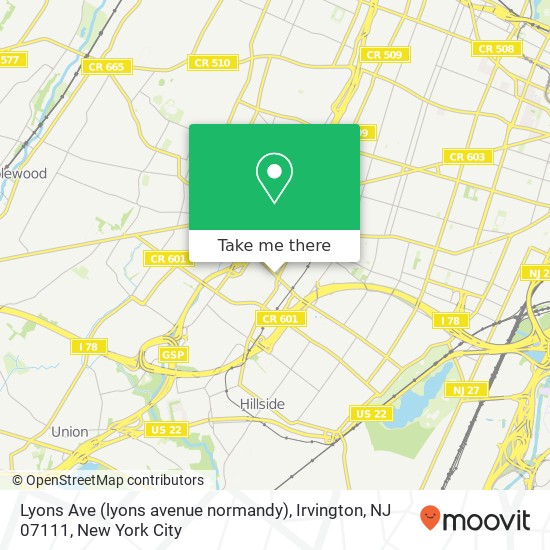 Lyons Ave (lyons avenue normandy), Irvington, NJ 07111 map
