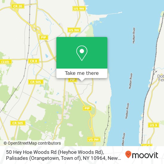 Mapa de 50 Hey Hoe Woods Rd (Heyhoe Woods Rd), Palisades (Orangetown, Town of), NY 10964