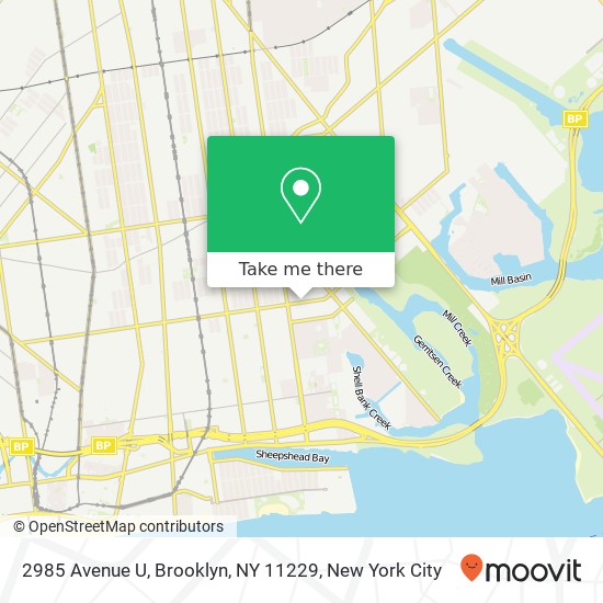 Mapa de 2985 Avenue U, Brooklyn, NY 11229