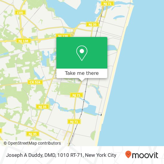 Joseph A Duddy, DMD, 1010 RT-71 map