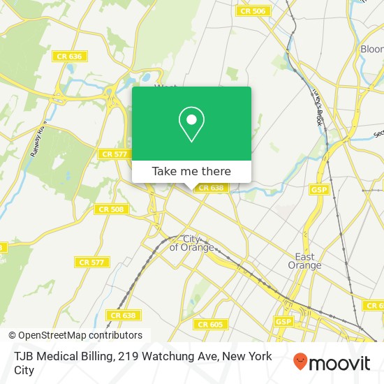 Mapa de TJB Medical Billing, 219 Watchung Ave