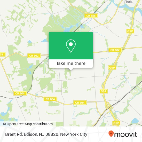 Mapa de Brent Rd, Edison, NJ 08820