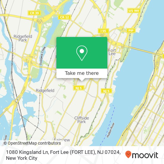 1080 Kingsland Ln, Fort Lee (FORT LEE), NJ 07024 map
