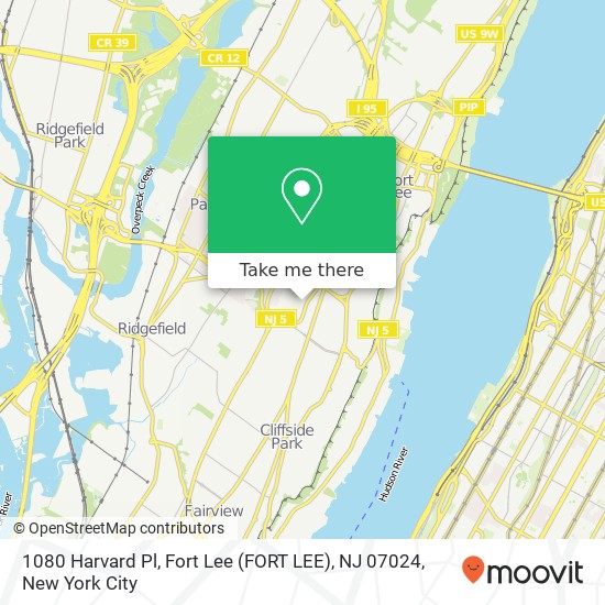 Mapa de 1080 Harvard Pl, Fort Lee (FORT LEE), NJ 07024