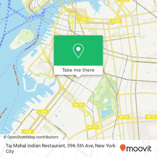 Taj Mahal Indian Restaurant, 396 5th Ave map