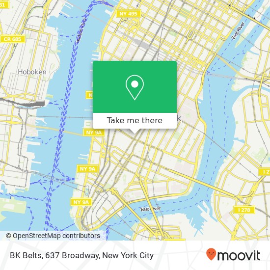 BK Belts, 637 Broadway map
