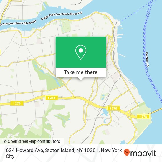 Mapa de 624 Howard Ave, Staten Island, NY 10301