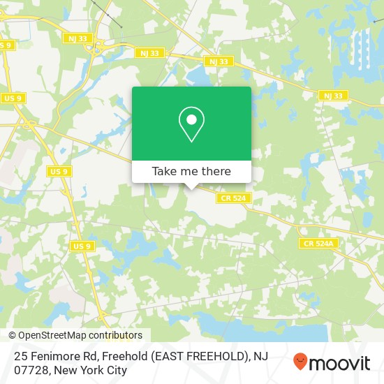 Mapa de 25 Fenimore Rd, Freehold (EAST FREEHOLD), NJ 07728