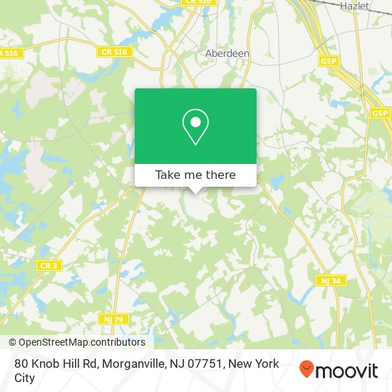 Mapa de 80 Knob Hill Rd, Morganville, NJ 07751