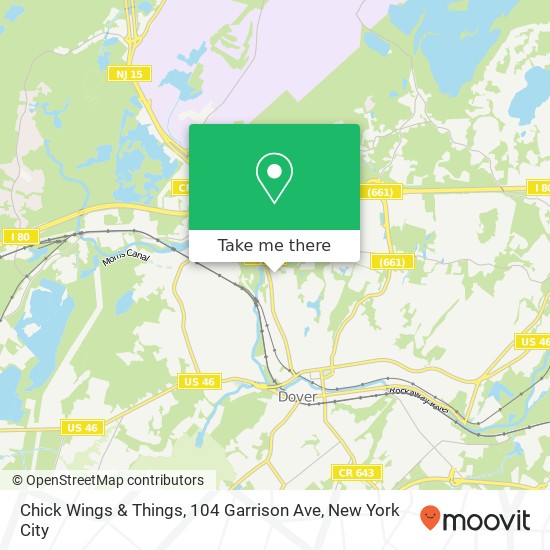 Mapa de Chick Wings & Things, 104 Garrison Ave