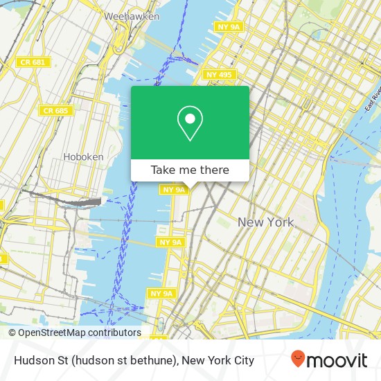 Mapa de Hudson St (hudson st bethune), New York, NY 10014