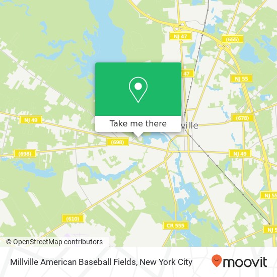 Mapa de Millville American Baseball Fields