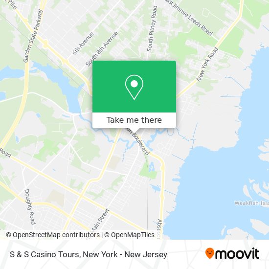 How to get to S & S Casino Tours in Absecon, Nj by Bus or Train?
